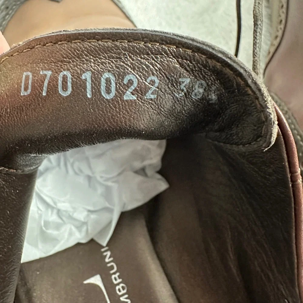 AGL Attilio Giusti Leombruni Brown Leather Wingtip Oxford Lace Up Shoes 38-1/2 - Picture 5 of 9